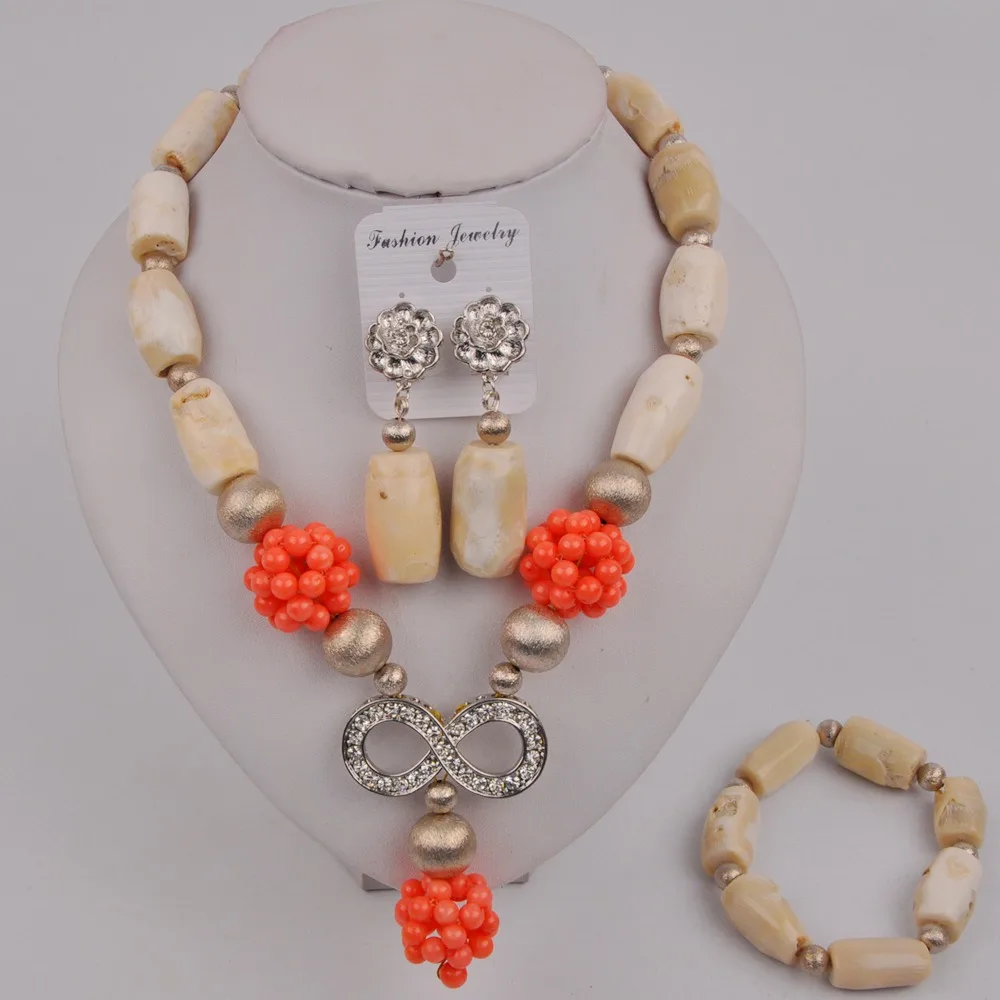 

New White Natural Coral Beads Jewelry Nigerian Bride Wedding Jewelry African Ladies Wedding Dress Accessories Jewelry Set AU-128