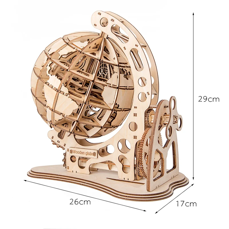 Деревянный глобус головоломка 3D DIY механический привод модель Трансмиссия вращающиеся головоломки для сборки украшения дома и офиса игрушки для взрослых