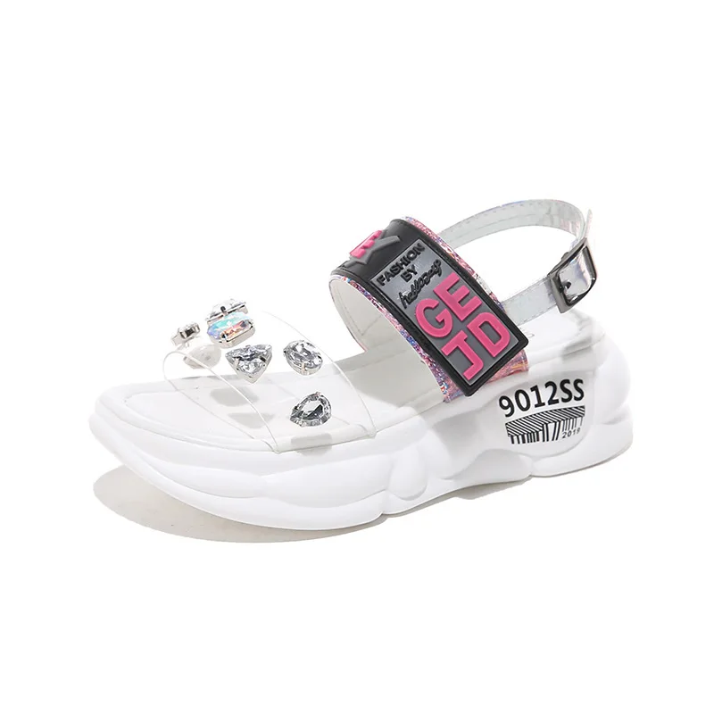 Женские сандалии на толстой подошве с рифленой подошвой цветные туфли со