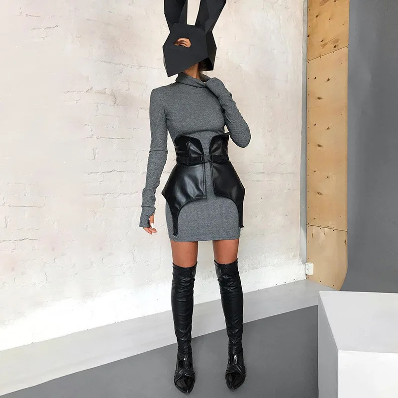 

2021 New irregular Skirt Peplum Belt Fashion women PU leather wide belt Waistband female Accessories Tide All-match
