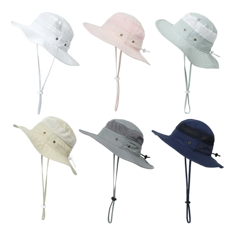 Ins-Sombrero de pescador plegable para ni&ntilde;a, gorra de pescador transpirable con protecci&oacute;n UV, para playa y exterior, Verano-0