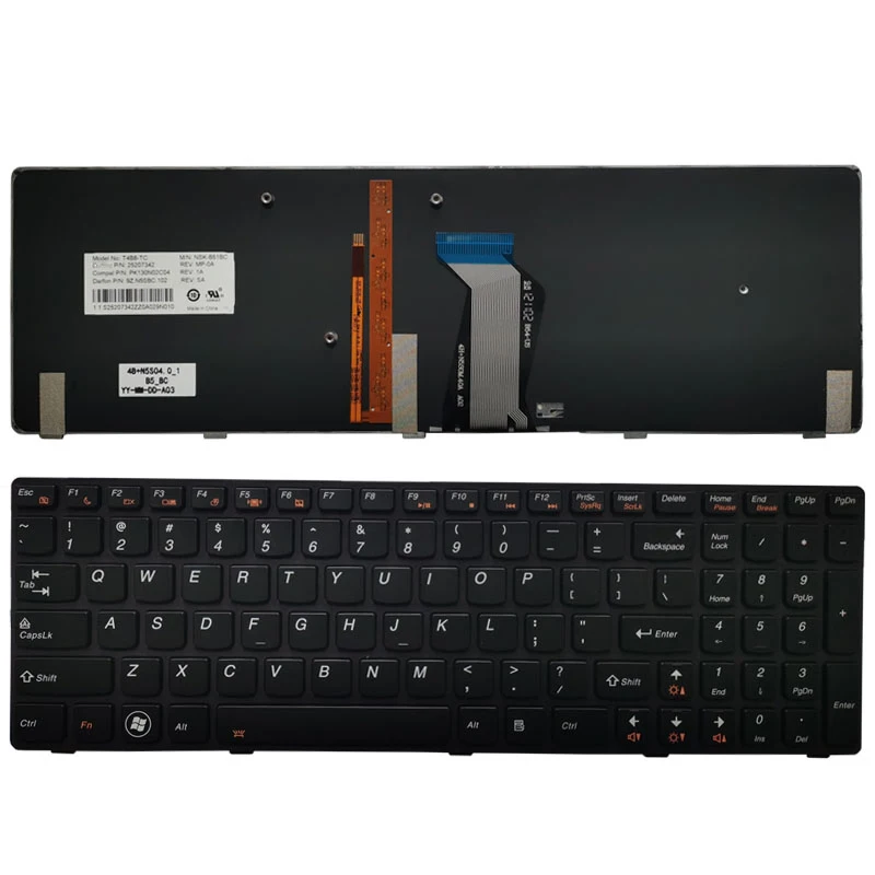 

Новая английская черная клавиатура с подсветкой для Lenovo IdeaPad Y580 Y580N Y580NT 25207342 PK130N02C04