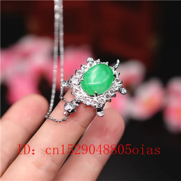 Кулон в виде черепахи из натурального зеленого нефрита ожерелье серебра 925 пробы