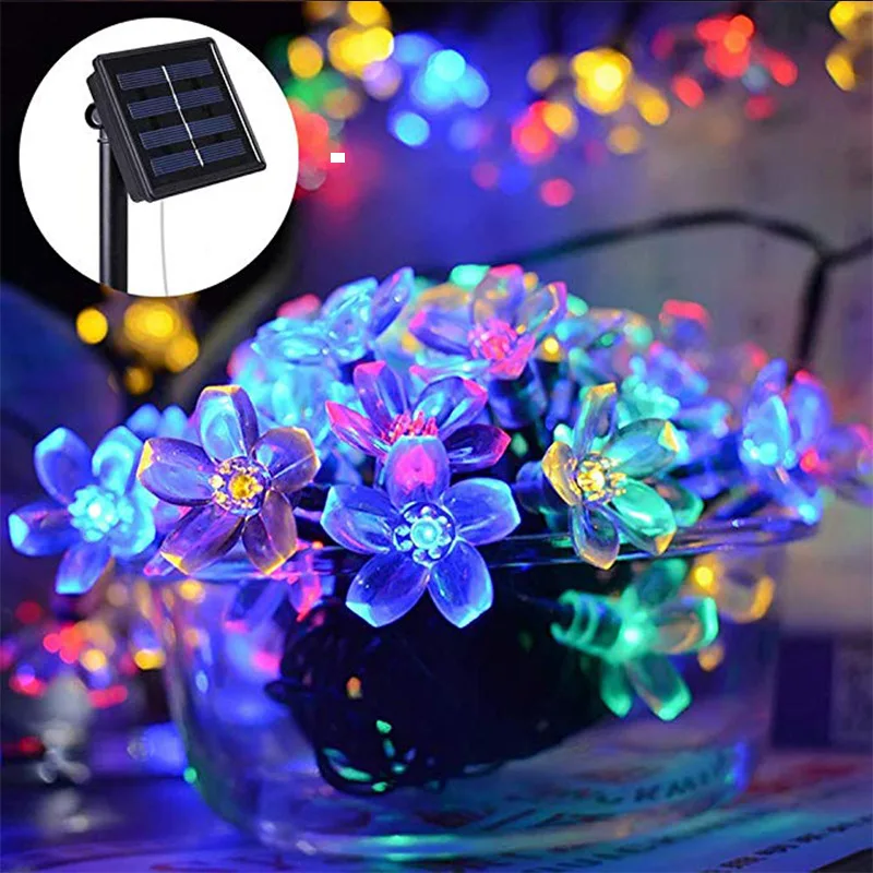 

Solar String Lights 12m 100led Peach Flower Waterproof Outdoor Decoration garland Fariy Lights Christmas Wedding party Garden