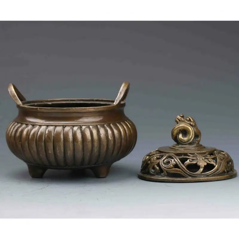 

Chinese Bronze Hand-Carved Incense Burner Ming Dynasty XuanDe Mark