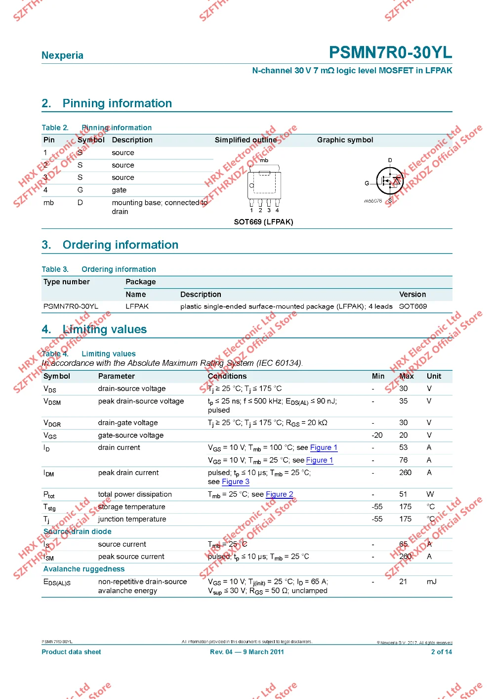 PSMN7R0-30YL 7R030 SOT669(LFPAK) PSMN7R0-30YL, 115 LFPAK56-4 SOT-669 MOSFET