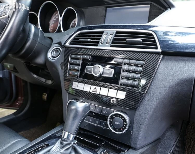 ABS углеродное волокно/хром для Mercedes Benz C class W204 2010-14 Автомобильная центральная консоль CD панель кнопки рамка отделка стикер