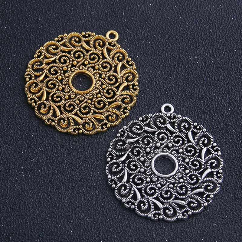 1 шт. 49*53 мм двухцветные большие круглые полые подвески с узором сделай сам