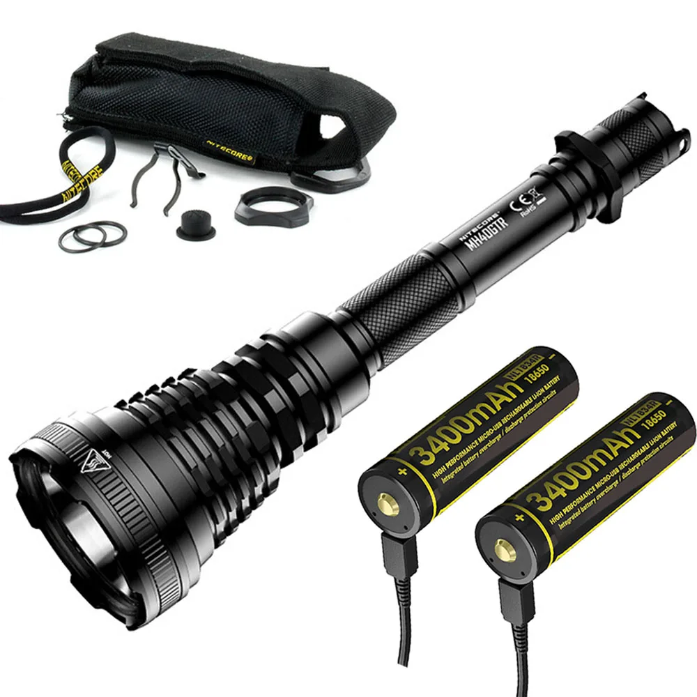 NITECORE MH40GTR Тактический перезаряжаемый фонарик CREE дальность 1004 м 1200 люмен HI-V3 max для