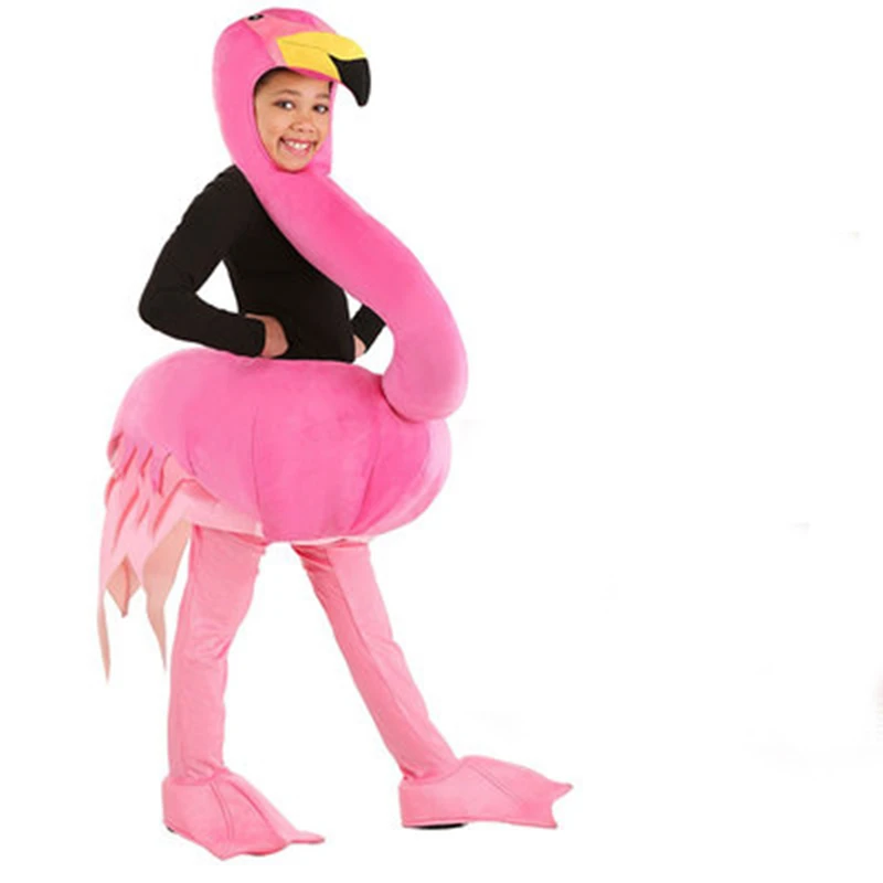 

Brand New Rose Red Flamingo Men Costumes Carnival Party Funny Flamingo Kids Role Play Fancy Jumpsuit Adult Smart Bird Cosplay