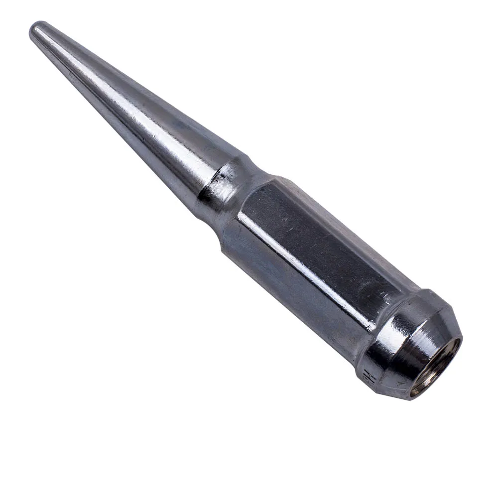 

For CHEVY GMC SILVERADO 14X1.5 THREAD CHROME SPIKE LUG NUTS 4.5" TALL 24 PCS