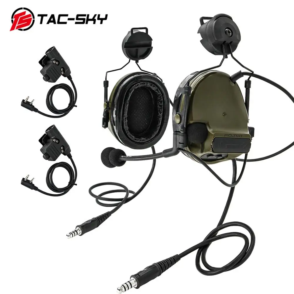 

TAC-SKY COMTAC III tactical comtac double pass helmet bracket silicone earmuffs military peltor headphones and tactical u94ptt