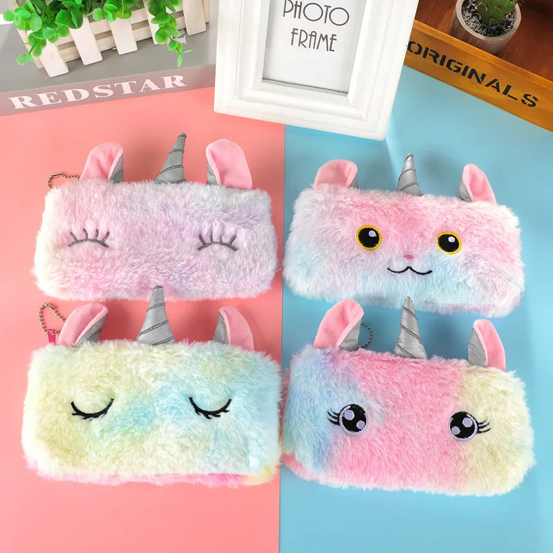 

Kids Plush Unicorn Toys Pencil Case for Girl Boy Large Capacity Pencilcase Cute Korean Pen Bag Pouch Kawaii School Stationery