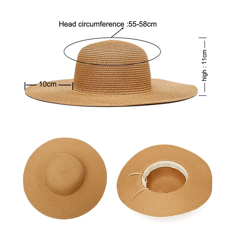 

Embroidery Personalized Custom Text Embroidery Women Sun Hat Large Brim Straw Hat Outdoor Beach hat Summer Cap Dropshippin
