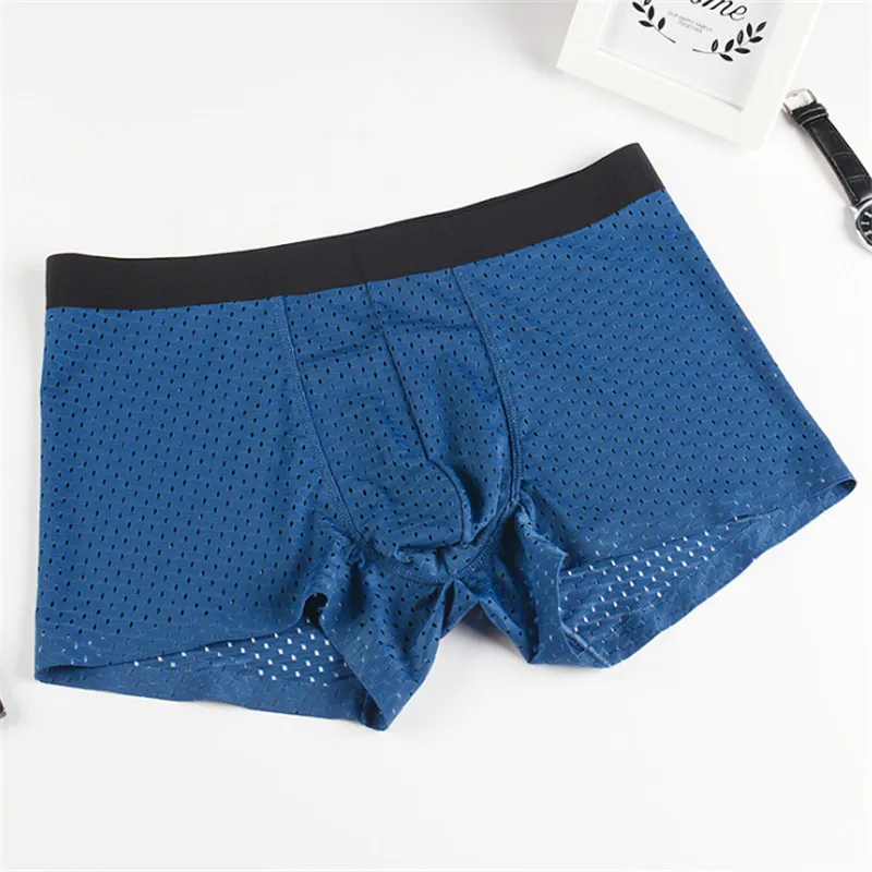 Трусы-боксеры мужские сетчатые дышащие ультратонкие бесшовные шорты из ледяного