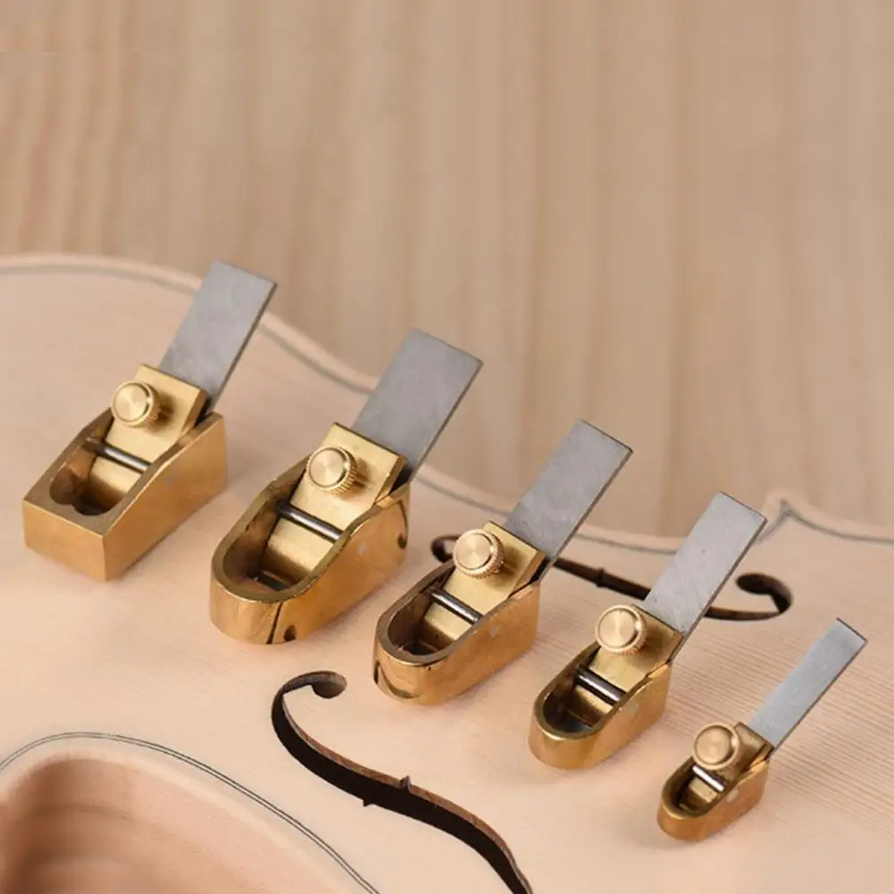 

5PCS/Set Woodworking Plane Cutter Set Curved Sole Metal Brass Tool for Violin Viola Cello Wooden Instrument