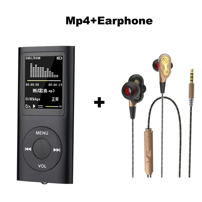 black MP4 earphone MP4 плеер MP3 цифровой светодиодный видео 1," lcd MP3 MP4 музыкальный видео медиаплеер FM радио музыка домашняя фото спортивный инструмент - Цвет: black MP4 earphone
