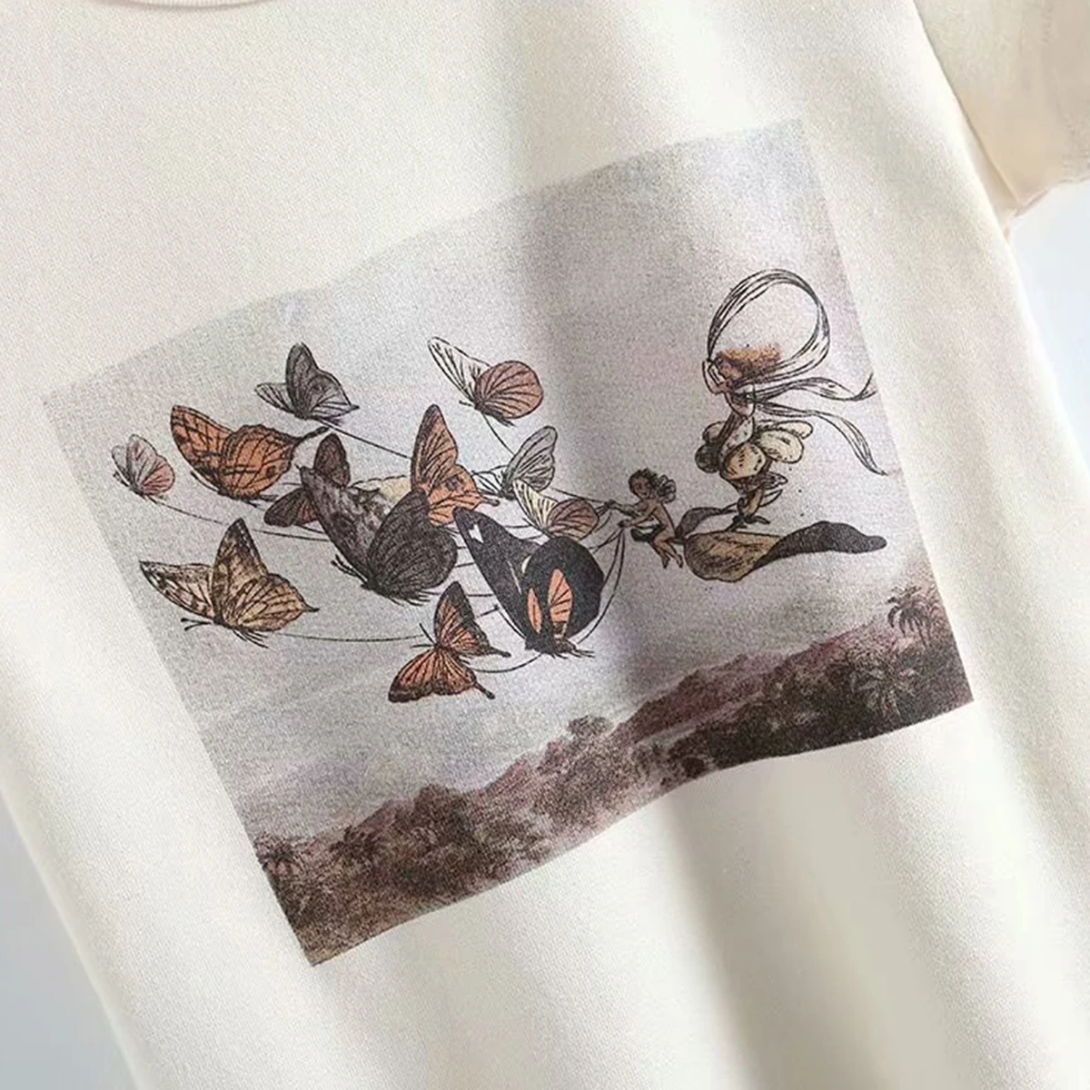 

Butterfly Print Vintage Crop Top Women Sexy Slim Short Sleeve Cotton T Shirts Women 2021 Summer Harajuku Casual Y2k T Shirt Tops