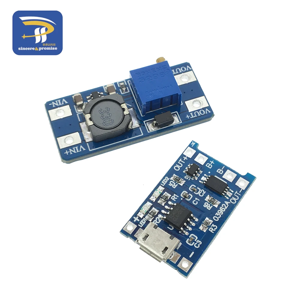 Micro USB 5V 1A 18650 TP4056 фотозарядная плата с защитой + MT3608 2А|module tp4056|protection boardbattery protection