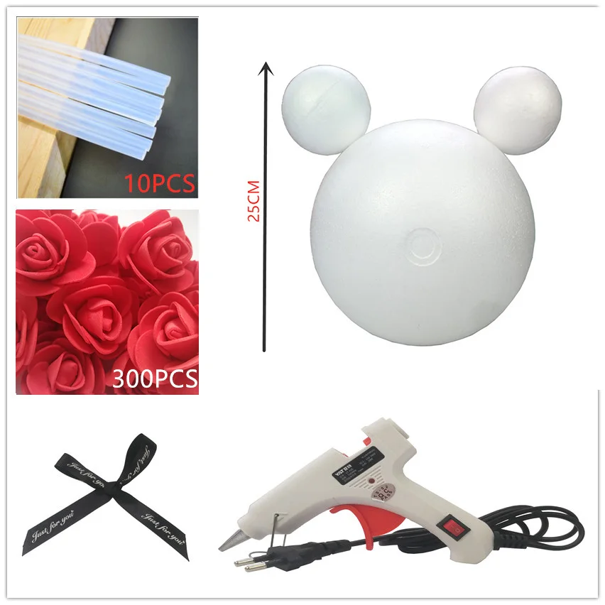 1 шт. 20/25 см пены розовая формочка "Микки Маус" DIY искусственный цветок розы Микки Пластик розы подарки «сделай сам» - Цвет: 25cm red