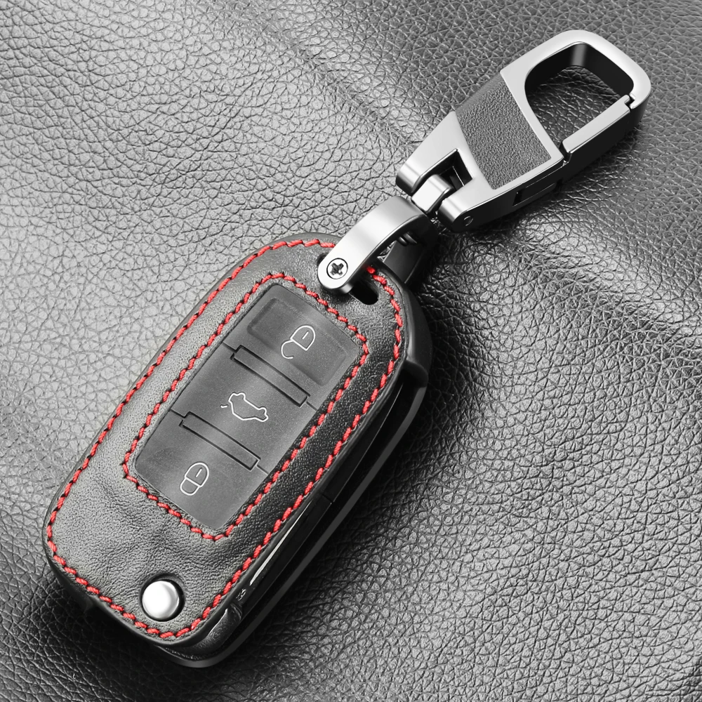 Кожаный чехол для автомобильных ключей volkswagen golf 4 5 passat b6 b5 b7 mk4 polo jetta mk6 skoda octavia
