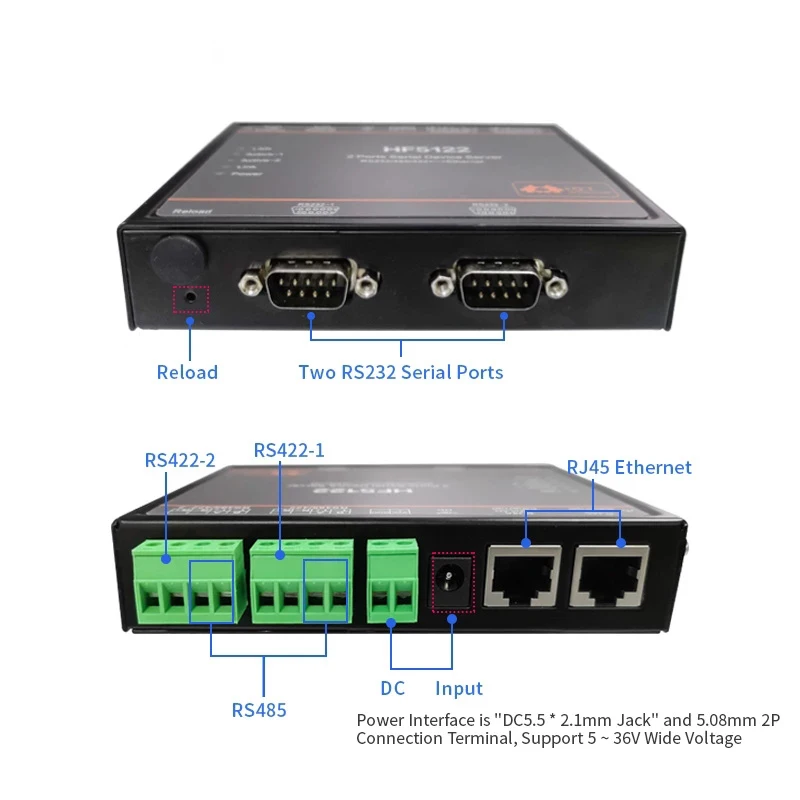 2 Ports RS232/ RS485/ RS422 Serial to Ethernet Server eCos Serial | Car ...