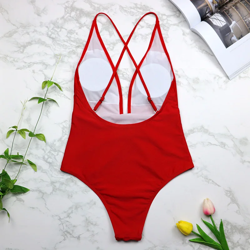 

2020 Sexy Swimsuit Women Swimwear One Piece Halter One Piece Push Up Swimsuit Bandage Bathing Suit Wear Female Beachwear 3336