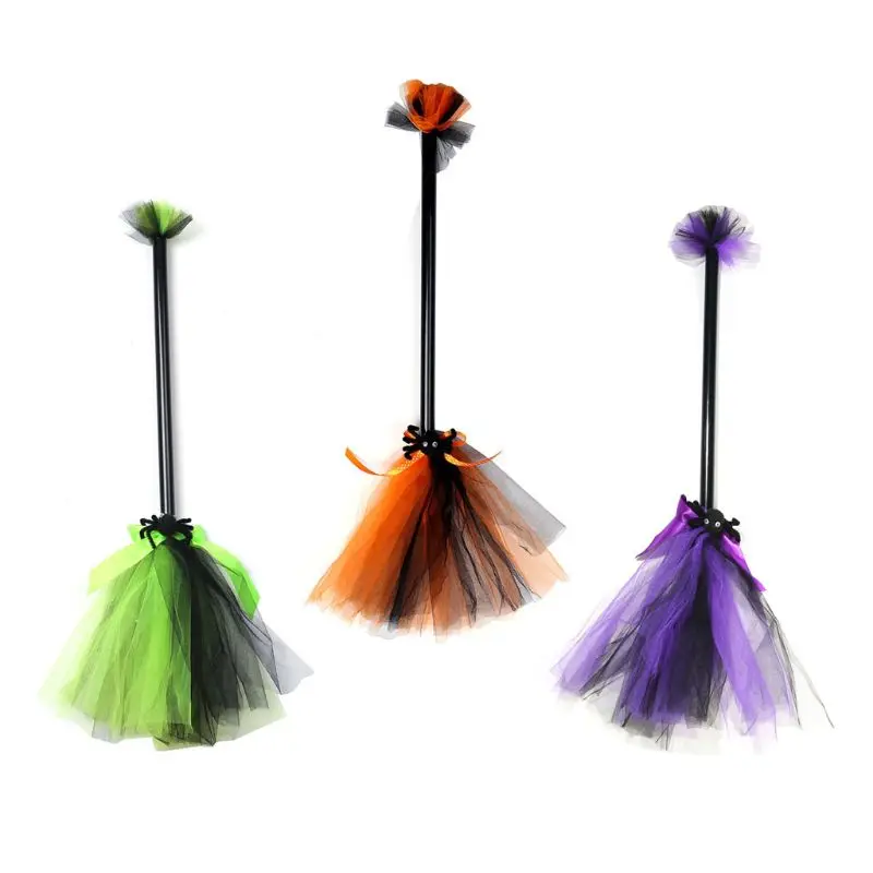Хэллоуин ведьма бромпад реалистичный волшебник Паук Тюль Летающая метла Косплей