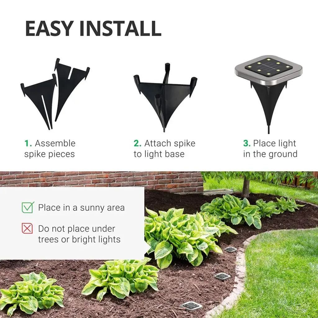 구매 태양 지상 조명 광장 8 LED 태양 정원 조명 방수 야외 태양 디스크 조명 통로 마당 산책로 파티오 잔디 램프