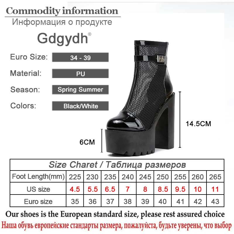 Gdgydh Air Mesh Sexy High Heels Boots Women Fetish Model Shoes White Wedding Bride Platform Zipper Black Punk Gothic | Обувь