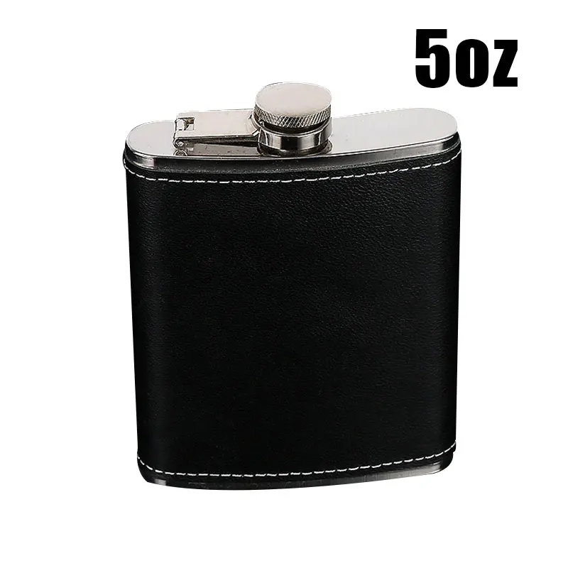 Фляжка из нержавеющей стали для виски 5/6/7/8/9 унций с кожаным держателем | Дом и сад