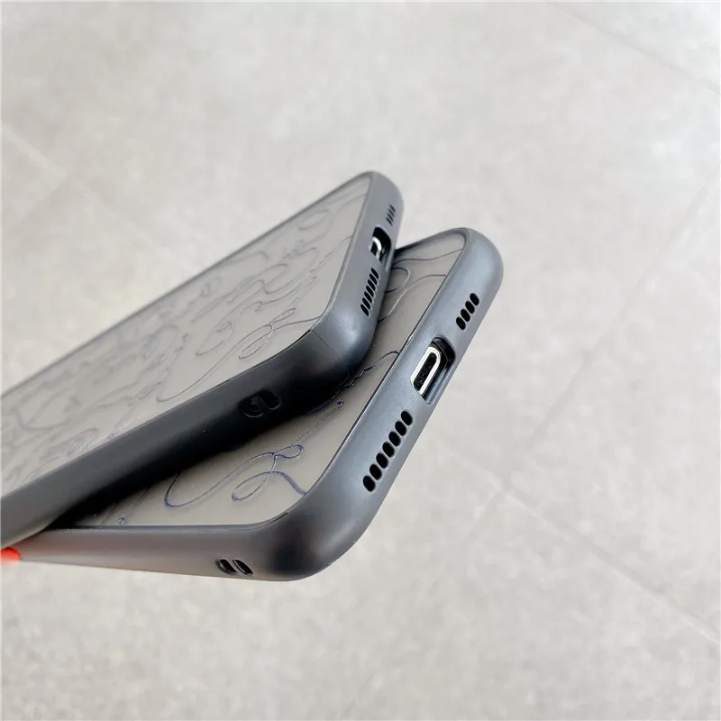 

Art Line Face Phone Case For iPhone 7 8 Plus Case 12 11 Pro Max X XR XS Max SE2020 Relief Matte Back Cover Coque Funda