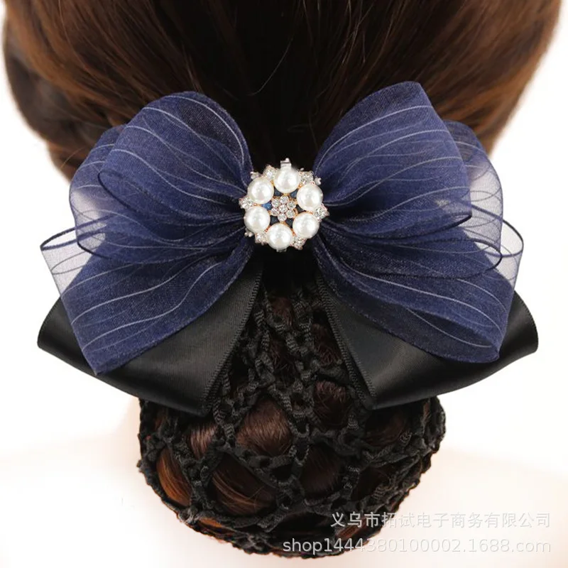

Professional hair net head flower Korean catering post hotel bank nurse pan hair headdress bow net bag hair net bag GIFT FS009