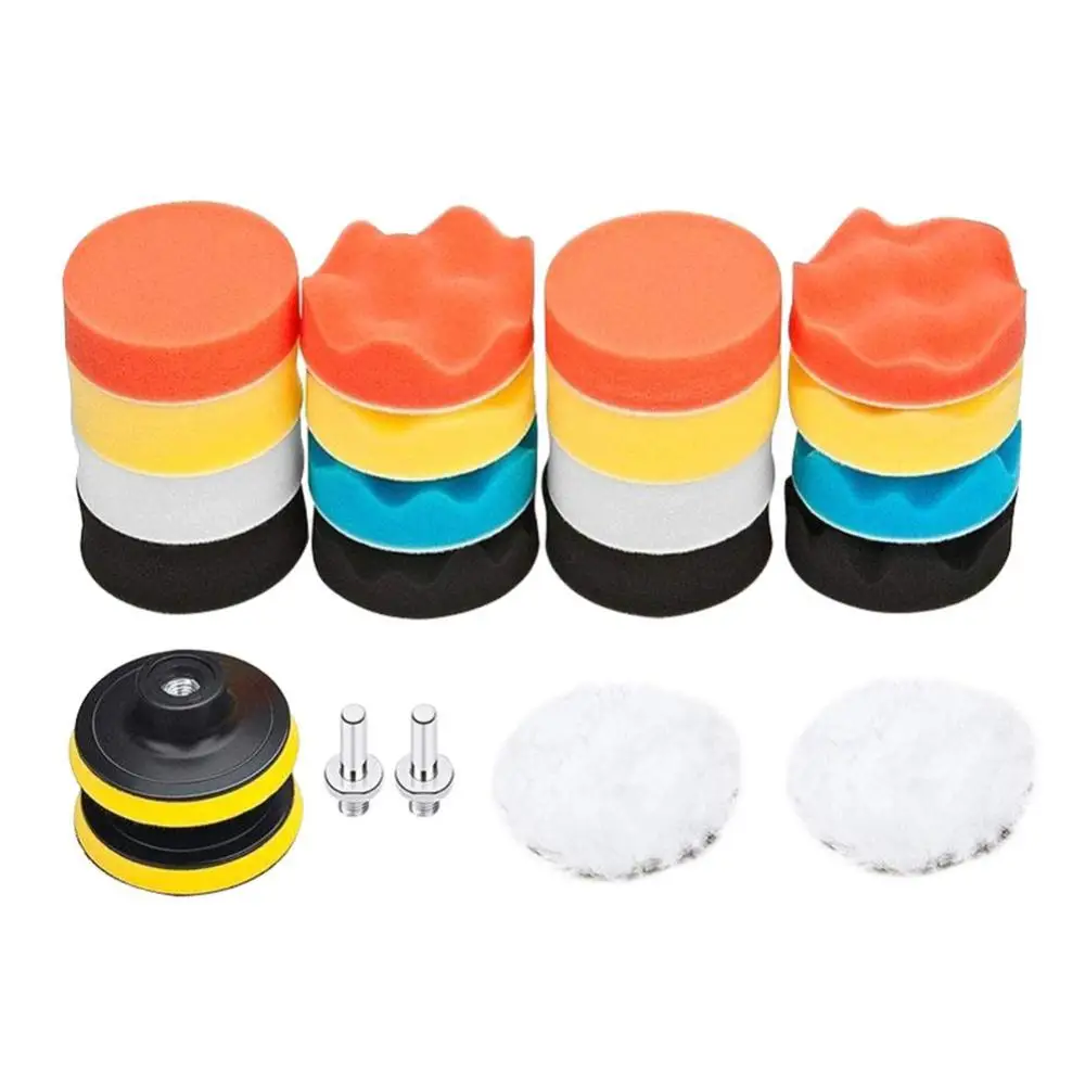 

60% Dropshipping!!22Pcs/Set 3inch Car Auto Care Round Sponge Buffing Polishing Waxing Pad Kit