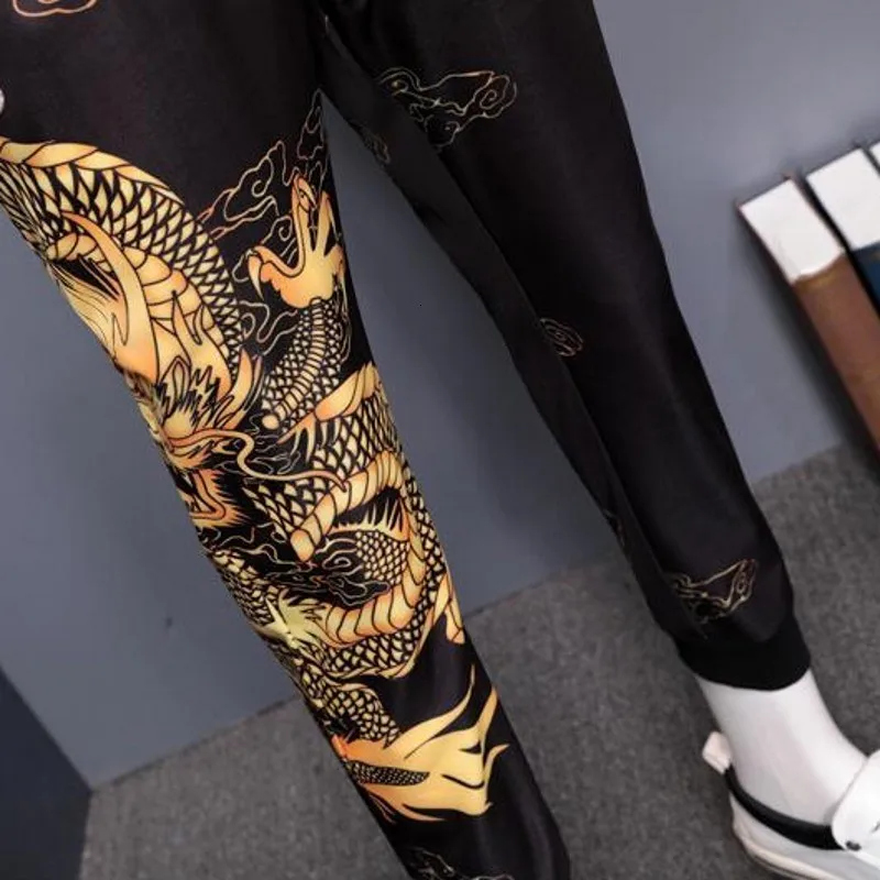 

2020 New Autumn Men Sets Fashion Printing Long Sleeve T-shirt Ankle-Length Pants Two Pieces Sets Casual Mens Tracksuit Plus Size