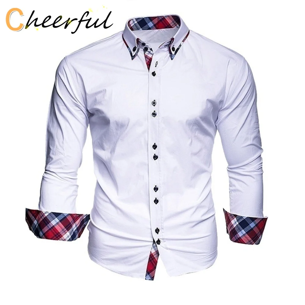 

Мужская деловая рубашка с длинным рукавом, приталенная формальная повседневная рубашка, мужская рубашка, размеры S-3XL