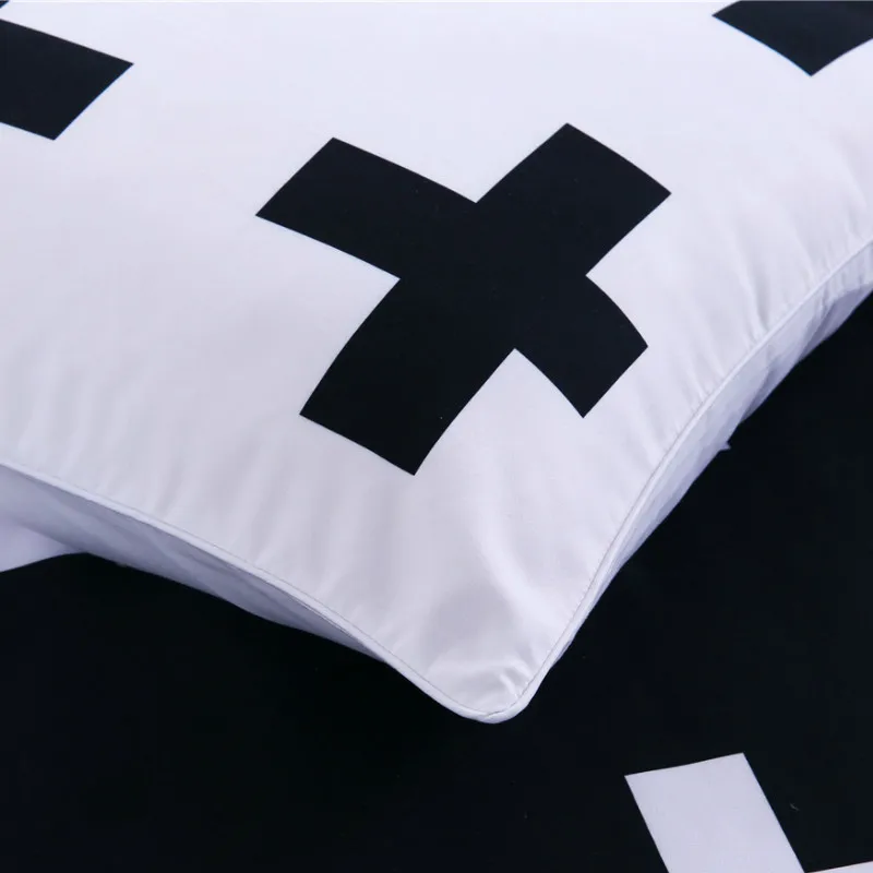 Черный белый с рисунком Креста пододеяльник 2 наволочками Модные постельные