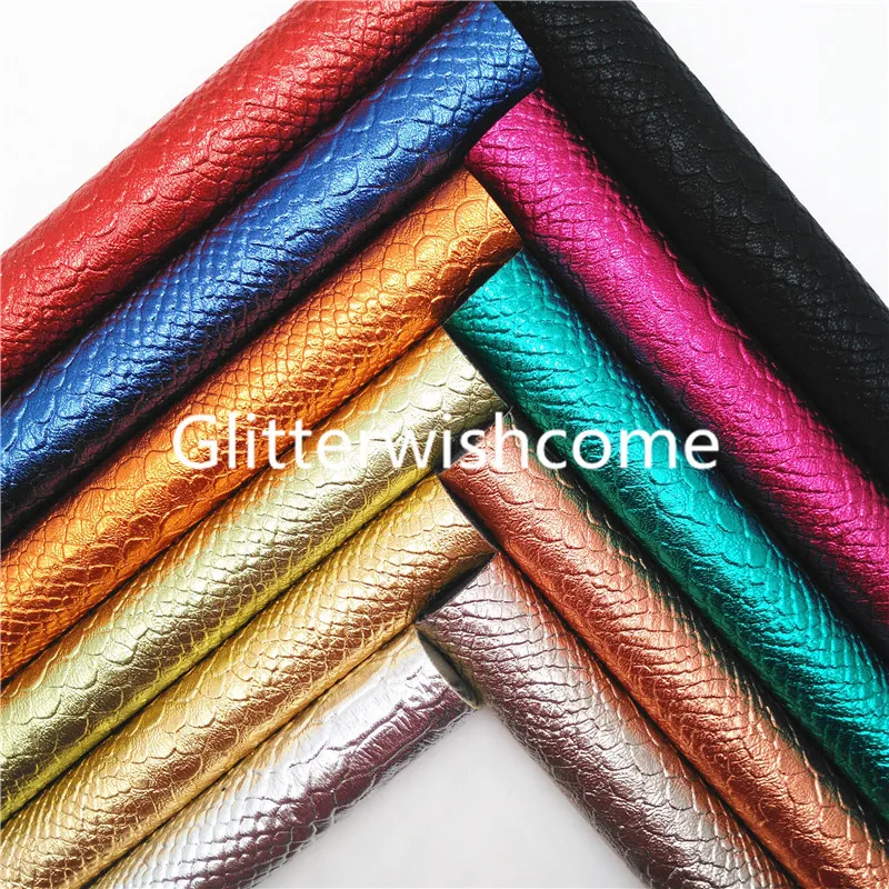 Ткань Glitterwishcome 21x29 см Размер A4 тисненая Металлическая Змея искусственная кожа