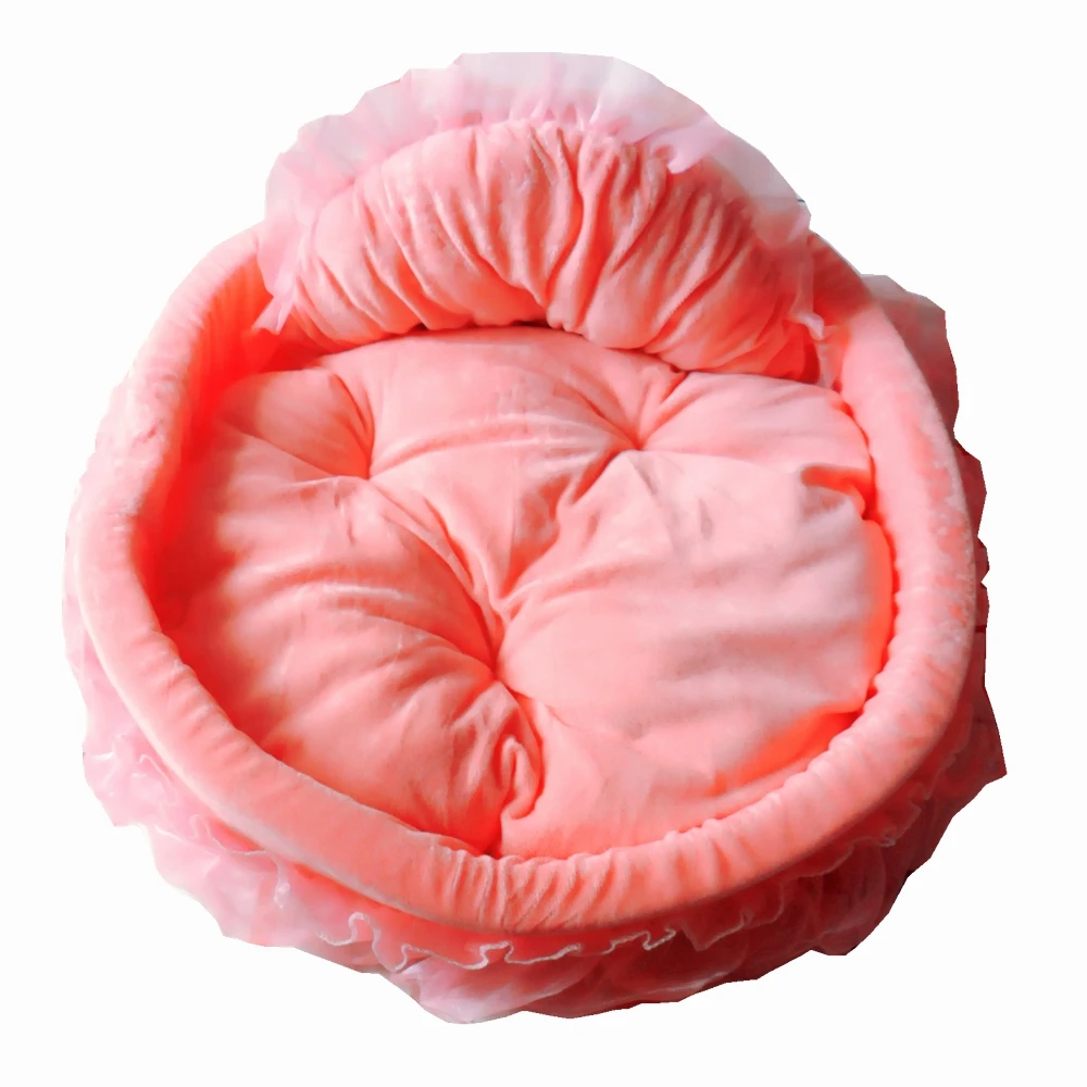Pink Милая принцесса Кровать Собаки Собаки Круглая Pet Подушка Шезлонга Для Маленьких Средних Больших Собак Кошка Зимняя Собака Питомник Щенок Мат Теплая Кровать Любимчика - Цвет: Pink