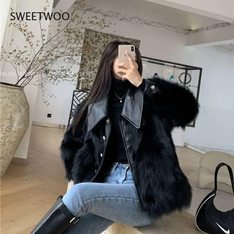 Women Winter Fake Fox Fur Jacket Warm Faux Fur Coat Abrigo Invierno Mujer Coats Female Casaco Pelucia Feminino 2022