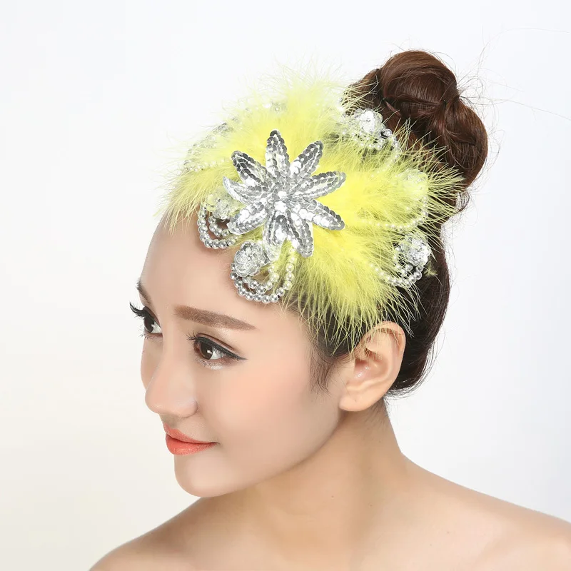 Квадратный танцевальный головной убор с блестками цветочный открытие