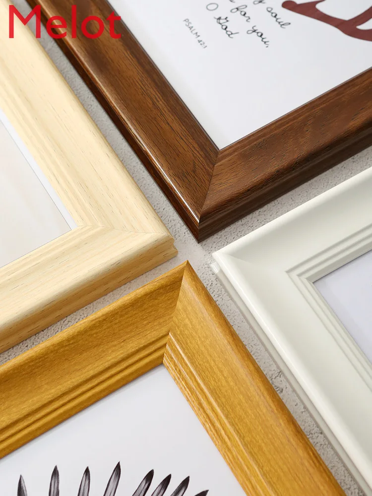 

High-End Luxury Wooden Photo Frame Wall-Mounted Watercolor Sketch Outer Frame Mounting Customization Home Decoration Frame