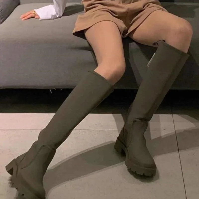 

Chunky Chelsea Women High Boots 2021 New Winter Pu Leather Warm Women Shoes Platform Fashion Gladiator Motorcycle Botas Lady