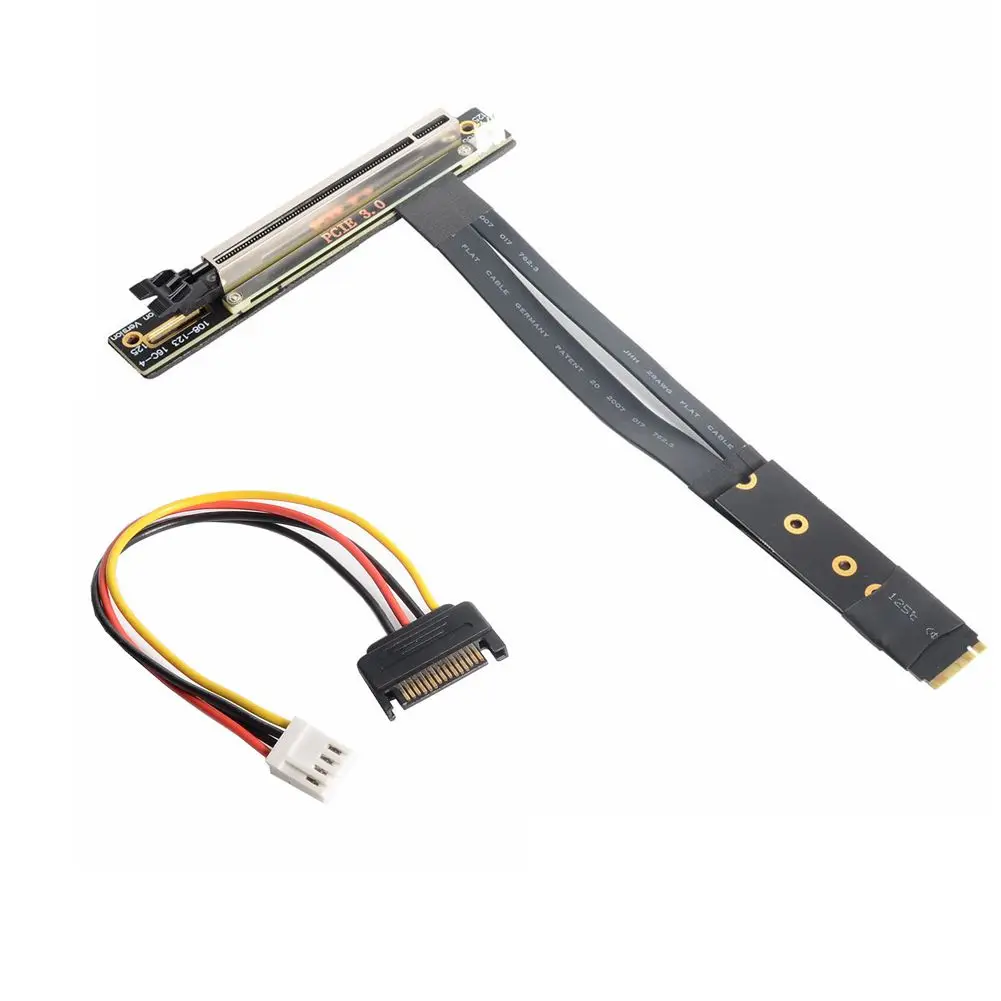 

High Speed PCI-E PCIe 3.0 X16 16X To M2 M.2 M-Key Key M Gen3 Extender Extension Cord Cable with Sata Power Cable 90 Degree