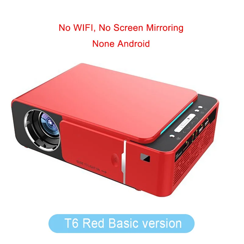 Everycom T6 светодиодный видеопроектор HD 720P портативный HDMI опция Android Wifi проектор Поддержка 4K Full HD 1080p домашний кинотеатр - Цвет: Basic Version Red