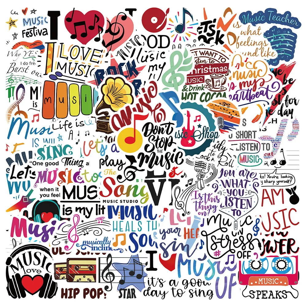 

10/30/50PCS Cartoon Music Graffiti Sticker For Car Guitar Motorcycle Luggage Suitcase DIY Classic Toy Decal Sticker For Kid F5