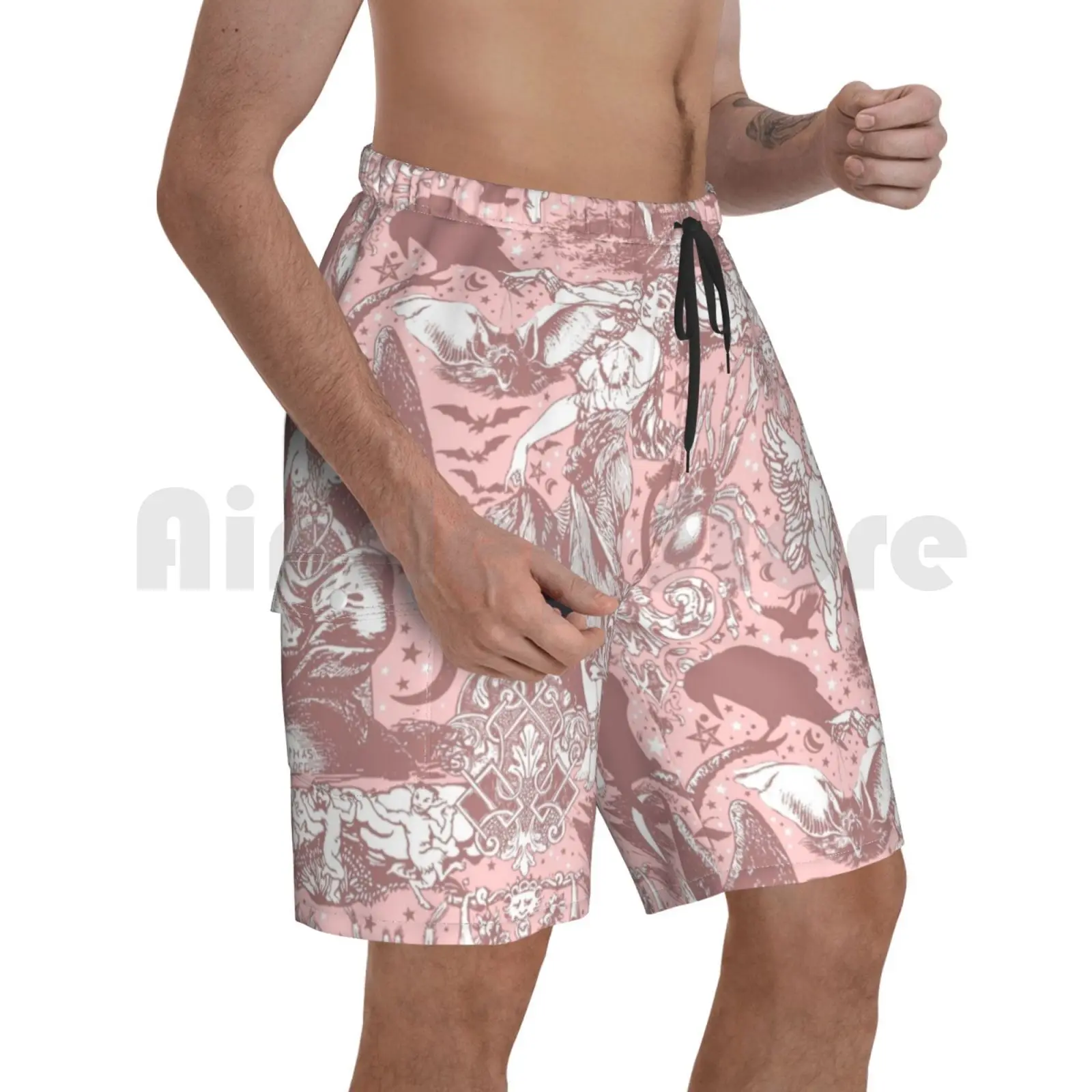 Пляжные шорты Pastel Goth готические мистические Baphomet клоп-книжки с узором лосят