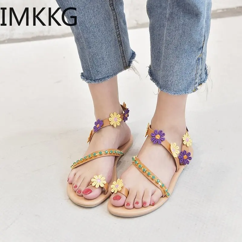 Женские сандалии в богемном стиле Летняя обувь для женщин Сандалии на плоской