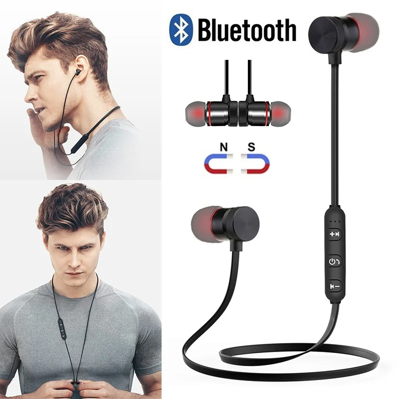 Беспроводные супер наушники с защитой от пота и басов bluetooth магнитные спортивные