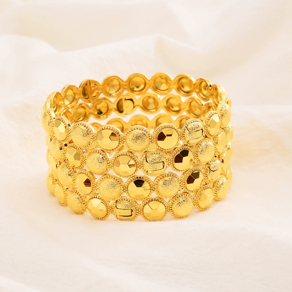 

4 Pieces/Batch Round Jewelry Gold Open-End Bracelet Fashion Elegant Ladies Daily Bracelet & Wedding Gift for Avant-garde Women